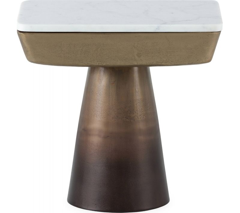 Table D'appoint Design Doré Et Marbre Blanc