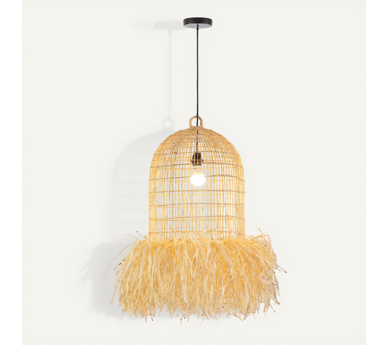 Suspension Sisal Chic élégance 40x40x55 Blanc