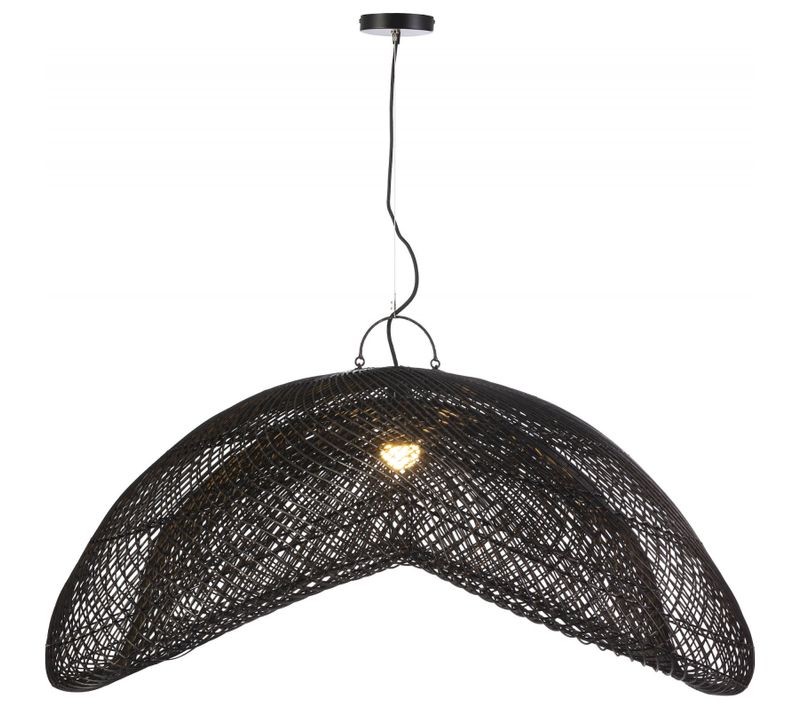 Suspension Design élégance Rotin Noir