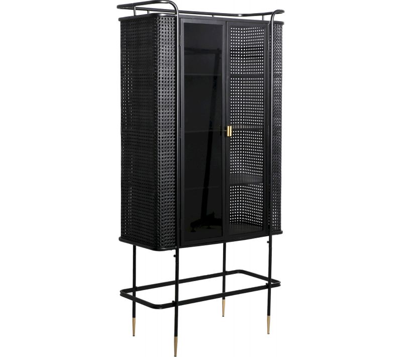 Vitrine Design Industriel Noir Et Or Last Deco