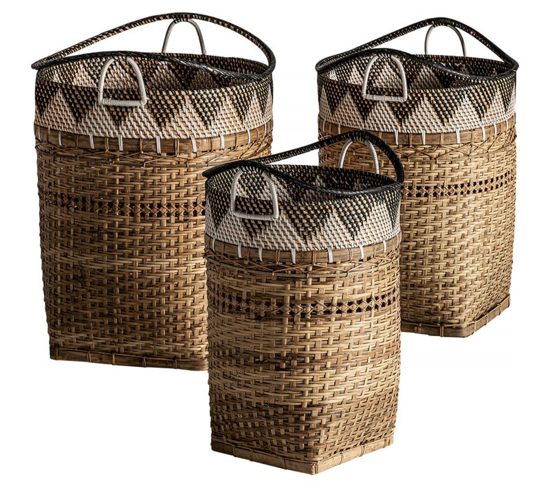 Panier Déco Zirba Ethnique En Ratan Naturel Apilable