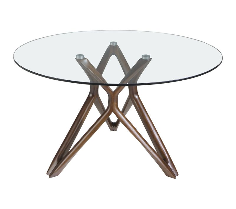 Table Ronde Angel Cerda En Verre Trempé Et Frêne