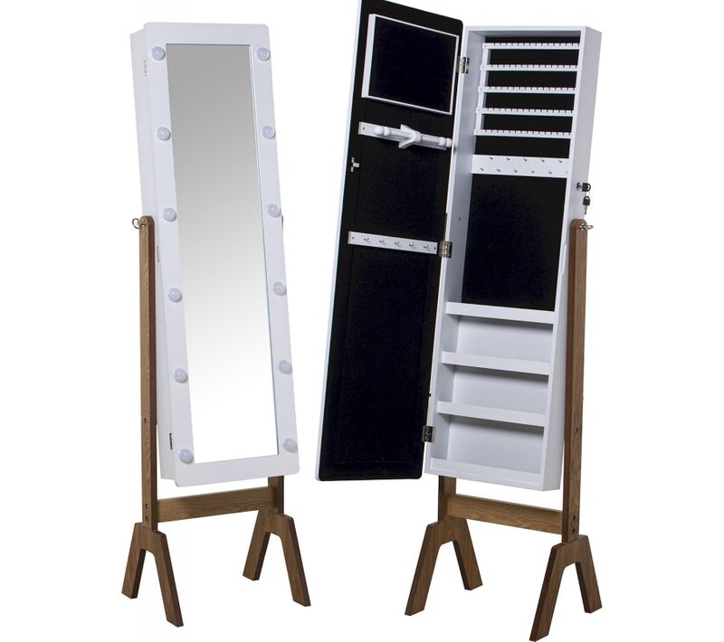 Miroir Éclairé Avec Espace De Rangement Bijoux