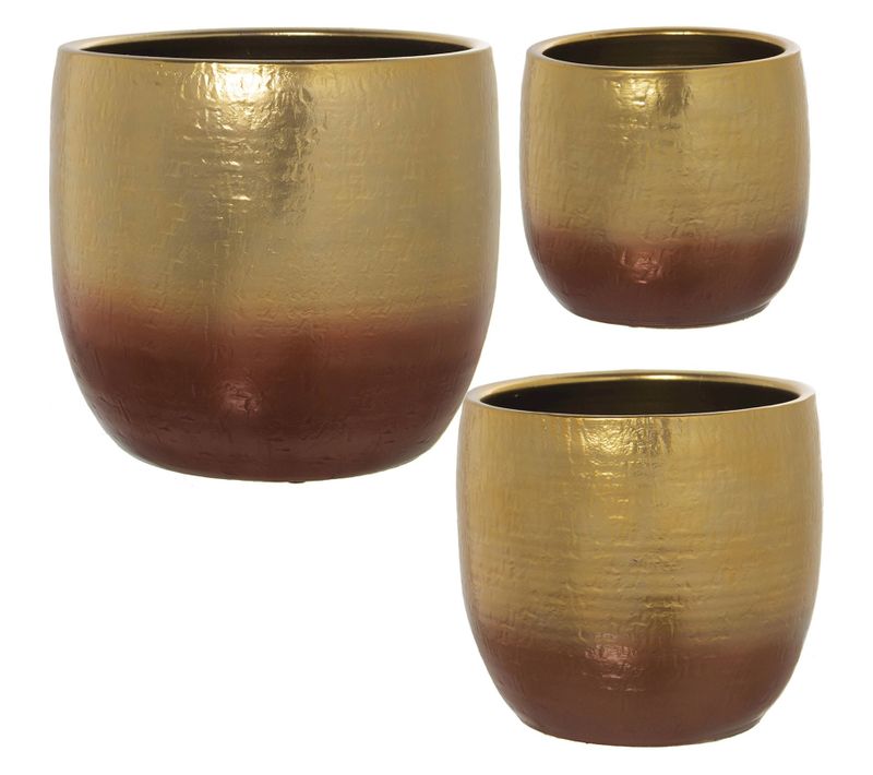 Cache-pot éclat Doré Et Chic En Céramique Bicolore