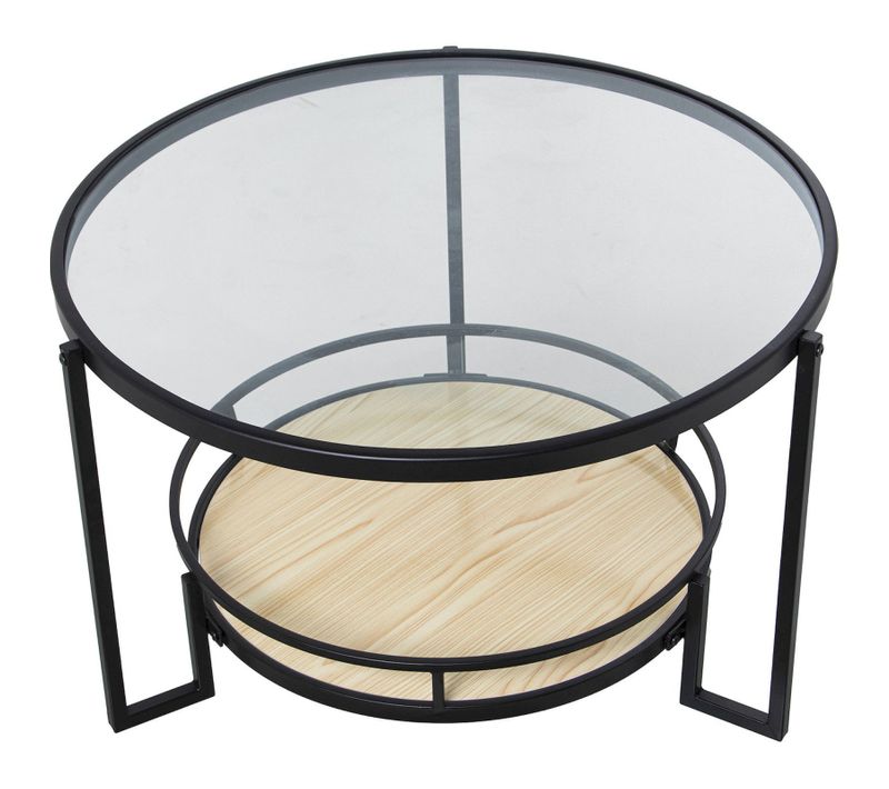 Table Basse élégante Métal Noir Et Plateau Bois