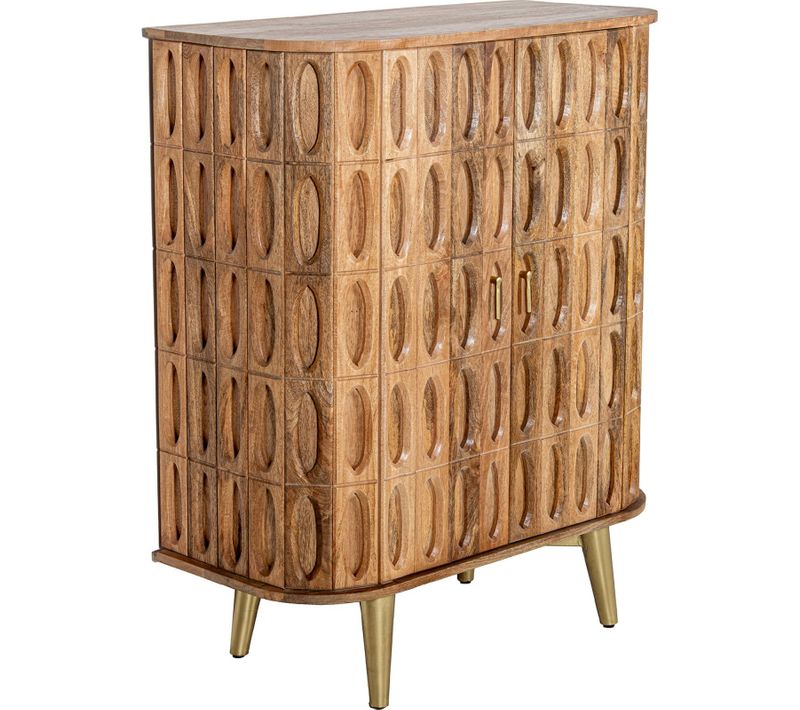 Buffet Chic Manguier Aux Pieds Dorés Pour Salon Élégant