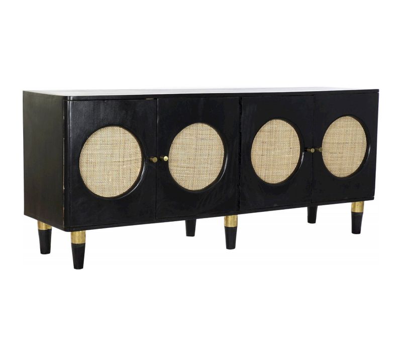 Buffet Bahut Chic Noir En Rotin Et Mango Pour Intérieur