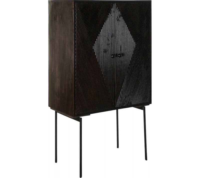 Buffet En Manguier Sombre Et Métal Élégant