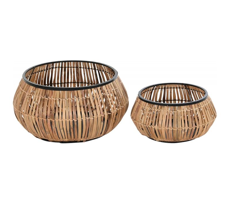 Cache-pot Design élégant En Rotin Et Métal