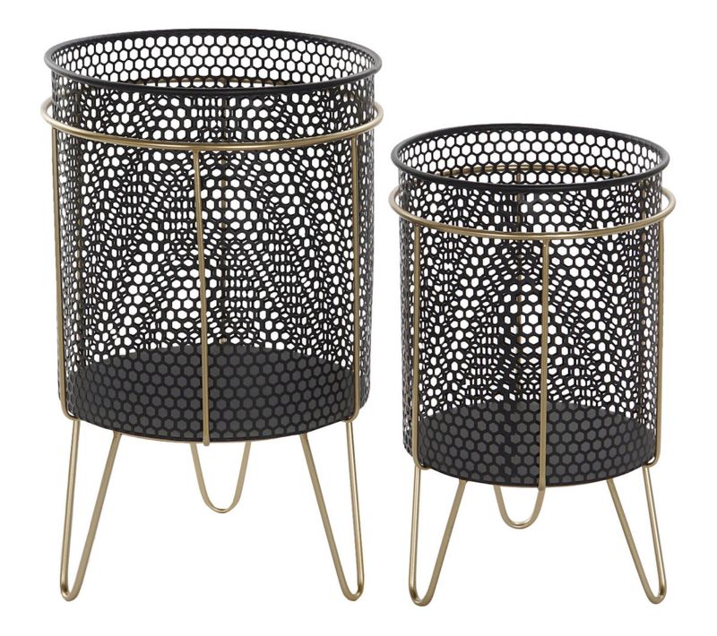 Cache-pot Élégance Noire Et Dorure Pour Intérieur Chic