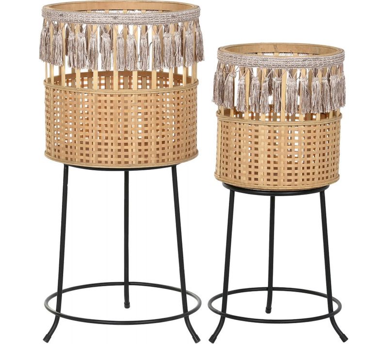 Cache-pot élégant Bambou Et Métal Pour Plante