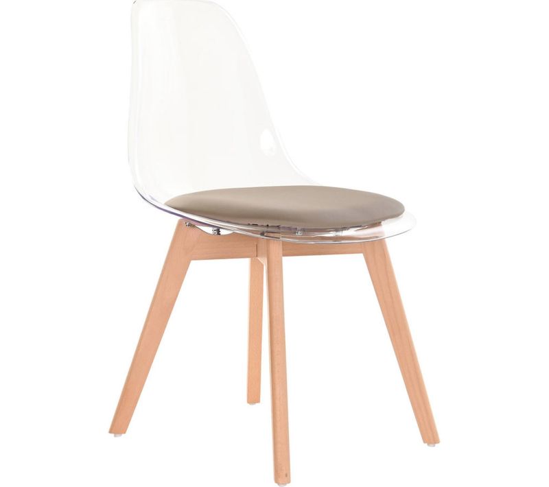 Chaise Cuisine Design Beige En Polycarbonate Et Bois