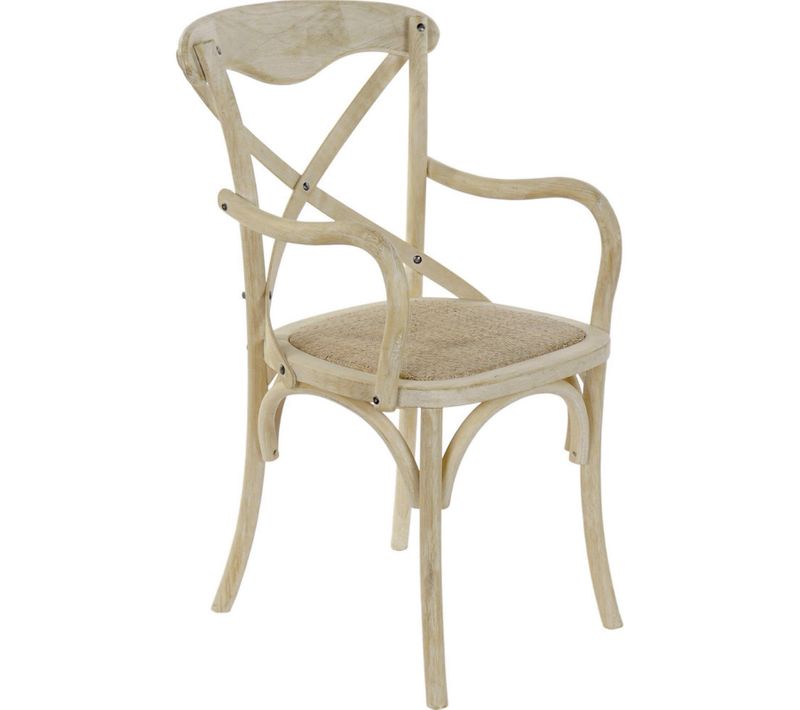 Chaise De Cuisine Élégance Rotin Blanc Vieilli