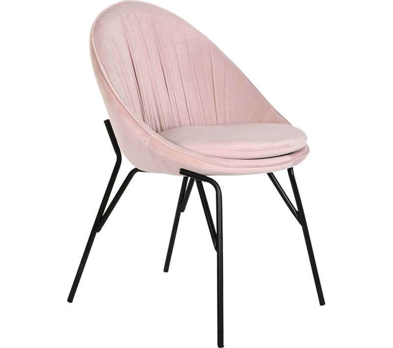 Chaise De Cuisine Velours Rose Et Pieds Élégants