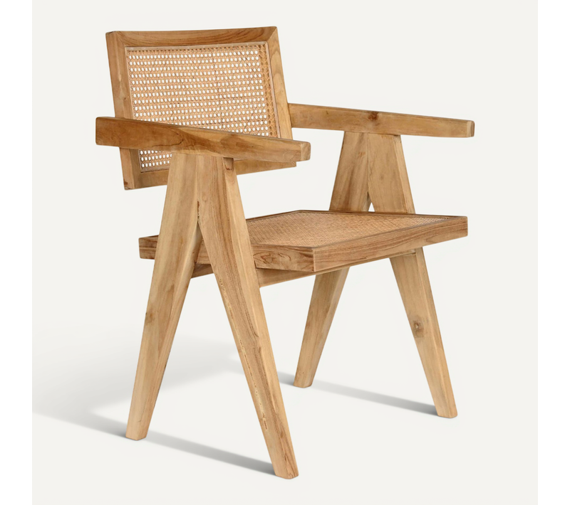 Chaise De Cuisine élégante En Rotin Et Teck Naturel