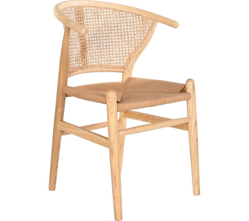 Chaise De Cuisine Élégante En Rotin Et Orme Naturel