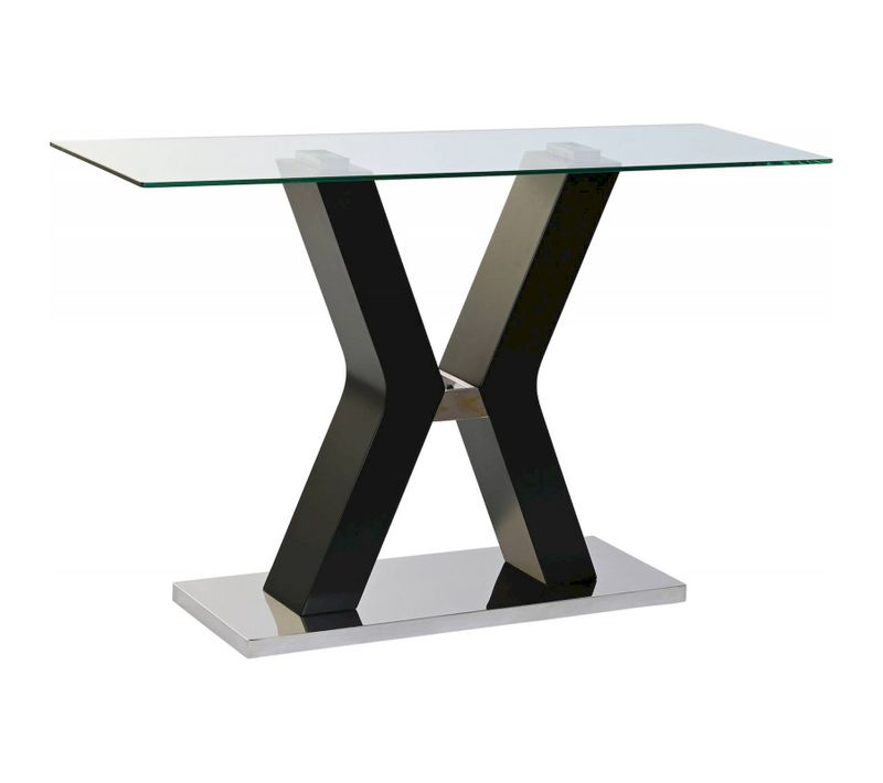 Console Élégante En Verre Trempé Noir Chic Et Pratique