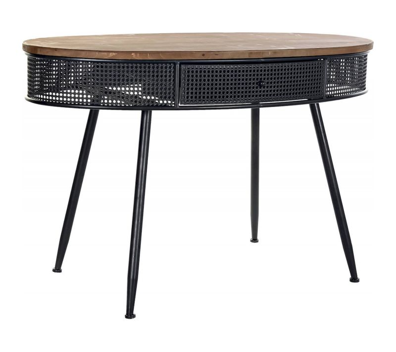 Console Industrielle Chic En Bois Et Métal Noir