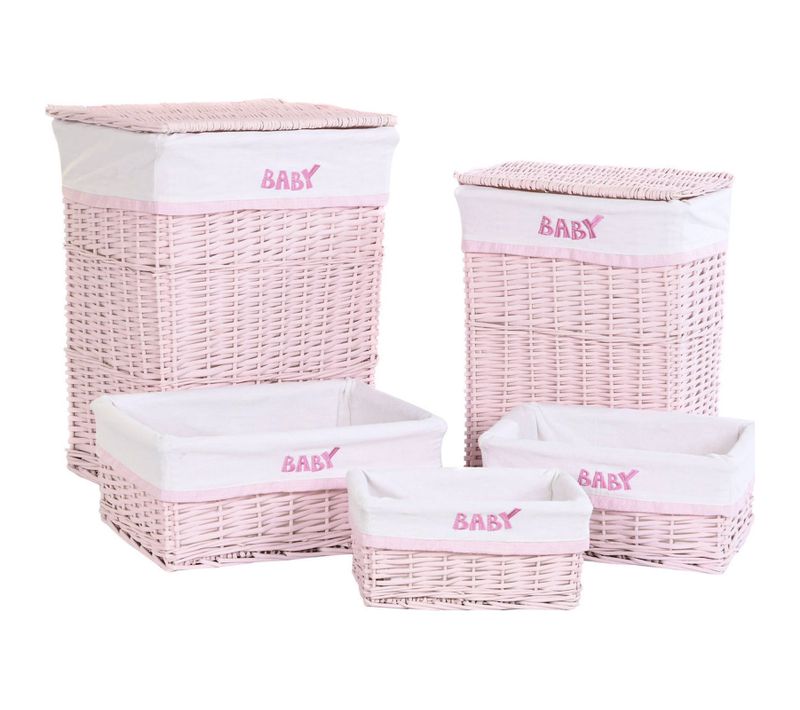 Panier Osier Rose Élégant Pour Déco Et Rangement