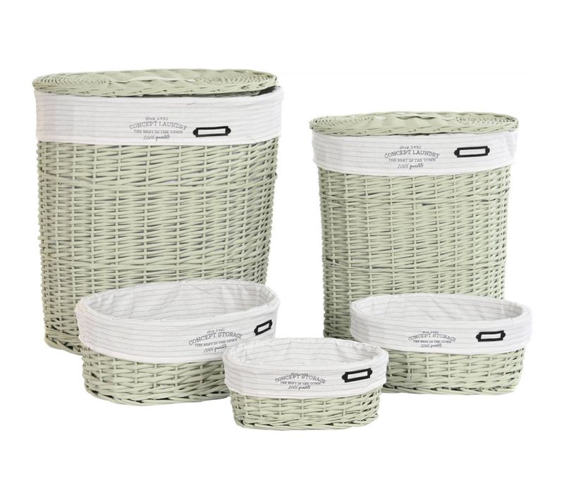 Panier Vert élégant Pour Une Buanderie Raffinée