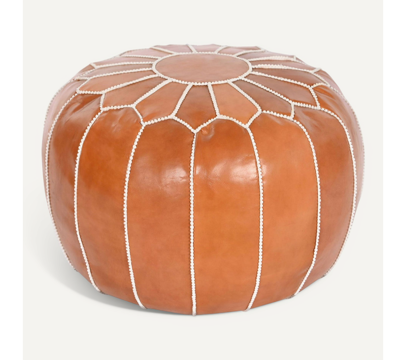 Pouf élégance Confort En Cuir Marron Pour Salon