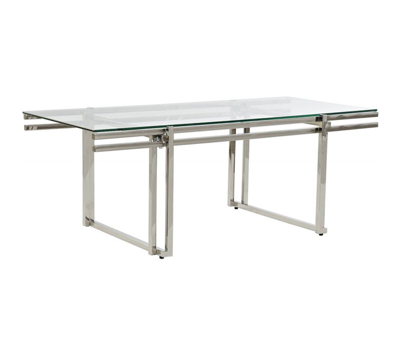 Table Basse Éclat Verre Et Élégance Inox Argenté