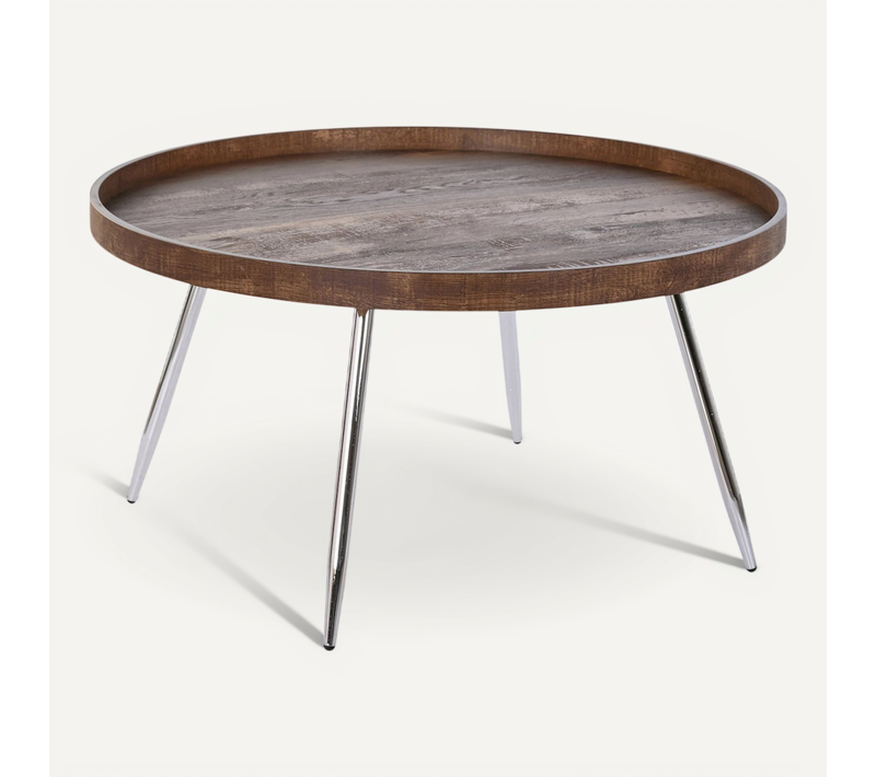 Table Basse Chic Bois Et Argent Pour Salon Moderne