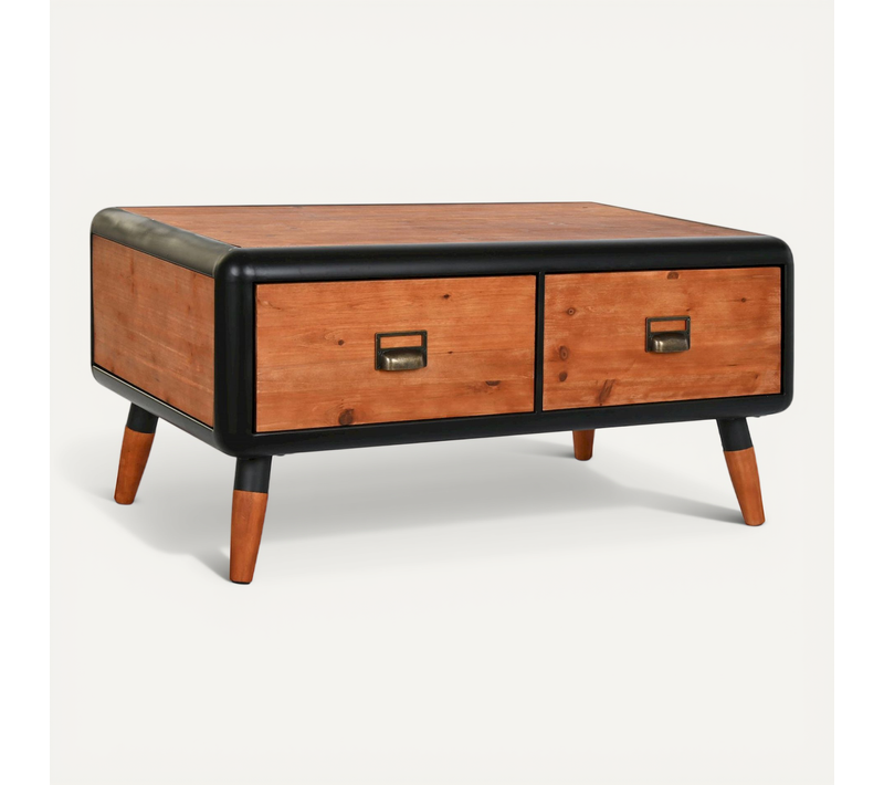 Table Basse épicéa Et Métal Brun élégance Vintage