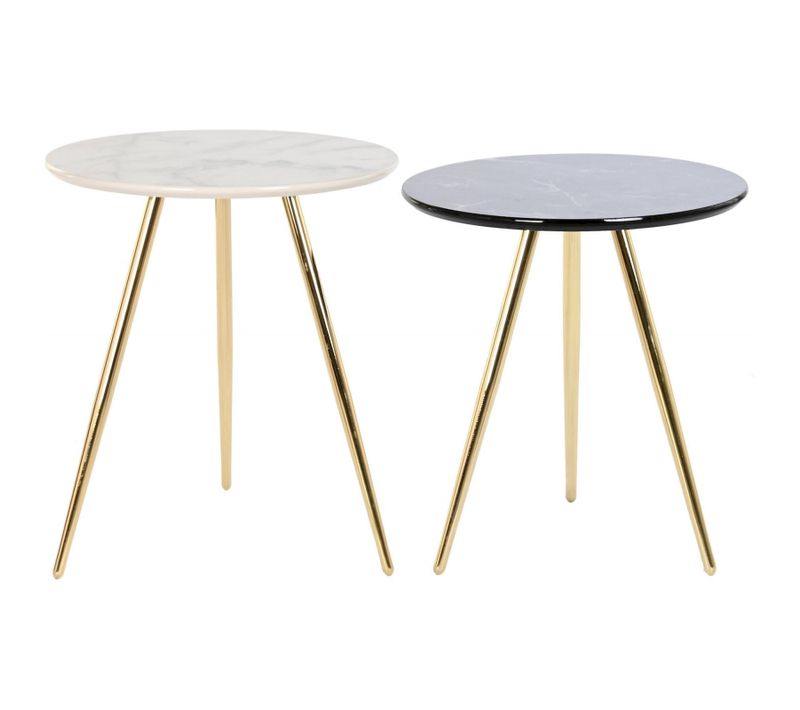 Table D'appoint Chic Bicolore Et Métal Doré