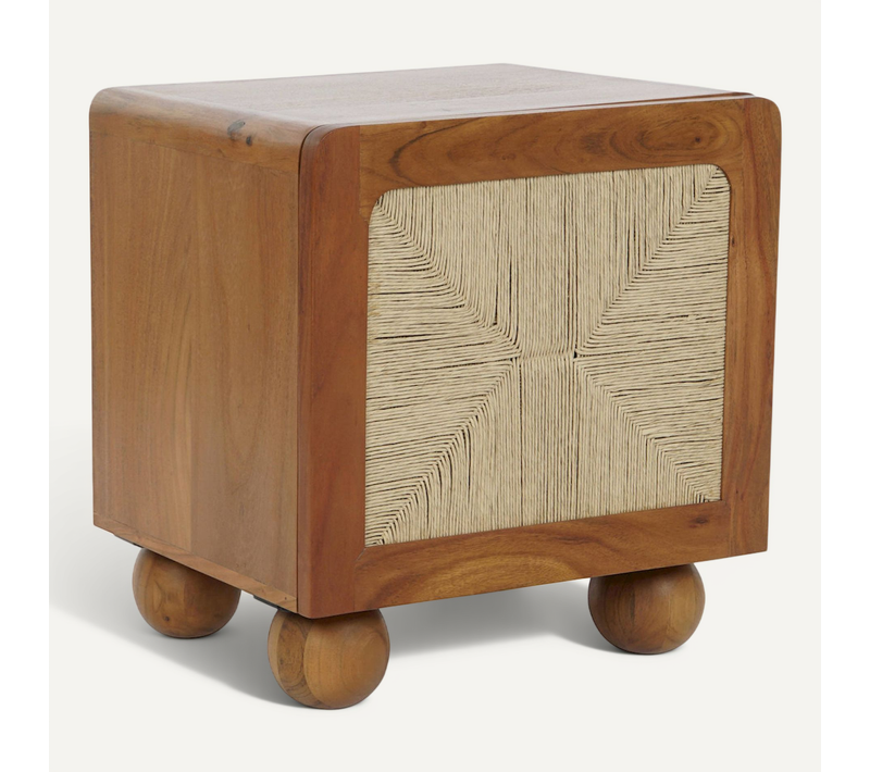 Table De Chevet En Rotin Et Bois D'acacia élégant