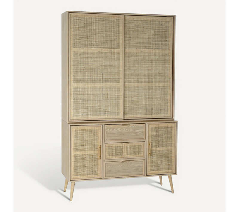 Vitrine En Paulownia élégance Naturelle Avec Rangements