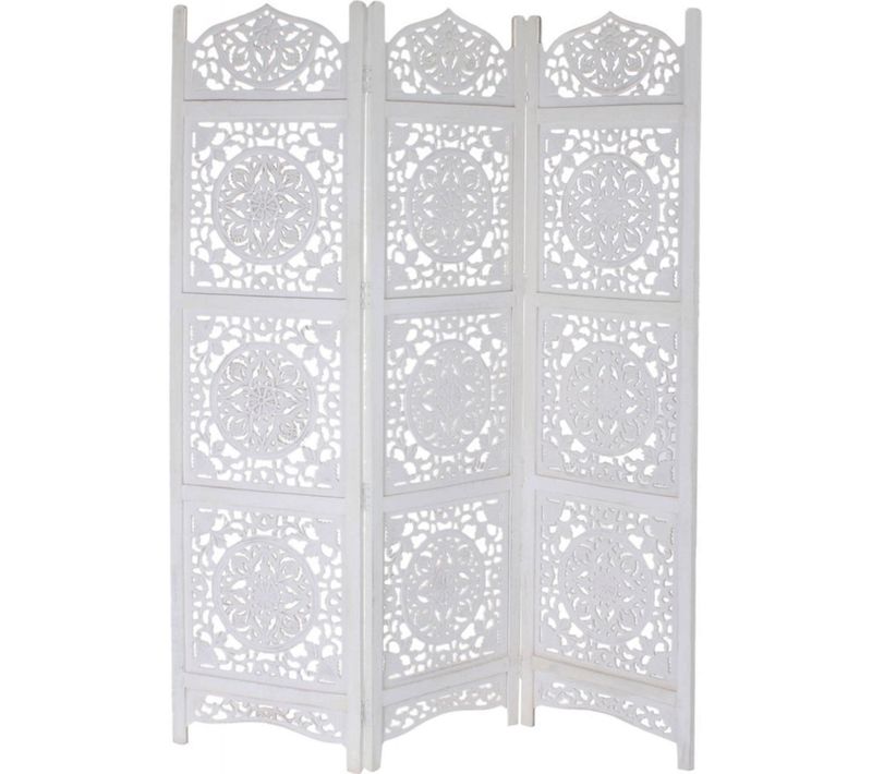 Paravent Vintage Blanc Ajouré Pour Une Touche D'élégance