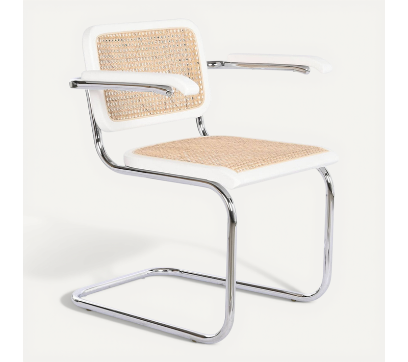 Chaise De Cuisine élégance Rotin Blanc Et Métal