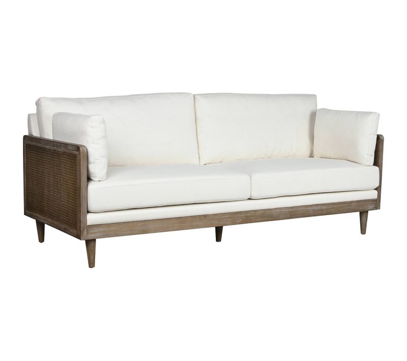 Canapé Fixe élégance Rotin Blanc Et Naturel Salon