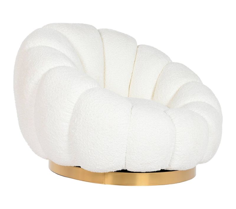 Fauteuil Élégant Pivotant Blanc Pour Salon Cozy