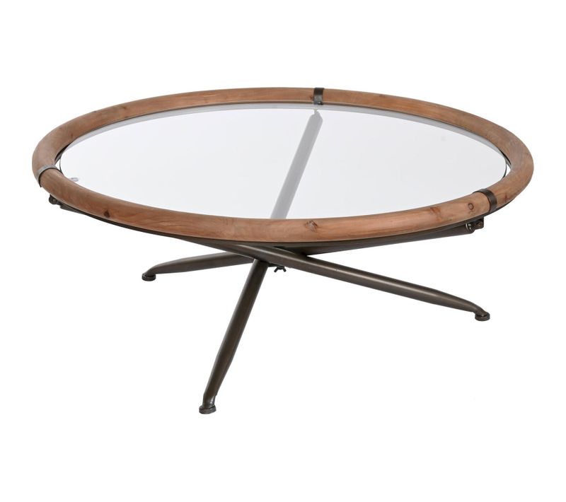 Table Basse Bois Et Verre Design Élégant