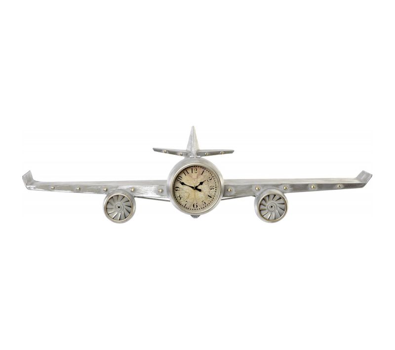 Horloge Murale étagère Argent Style Industriel Chic