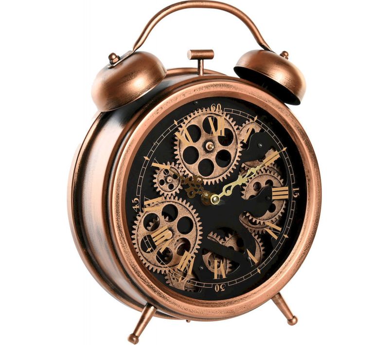 Horloge à Poser Cuivrée D'inspiration Industrielle