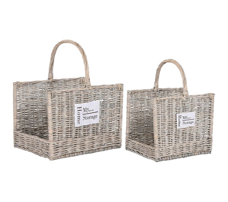 Panier En Osier Naturel Style Shabby Rangement Élégant Maison