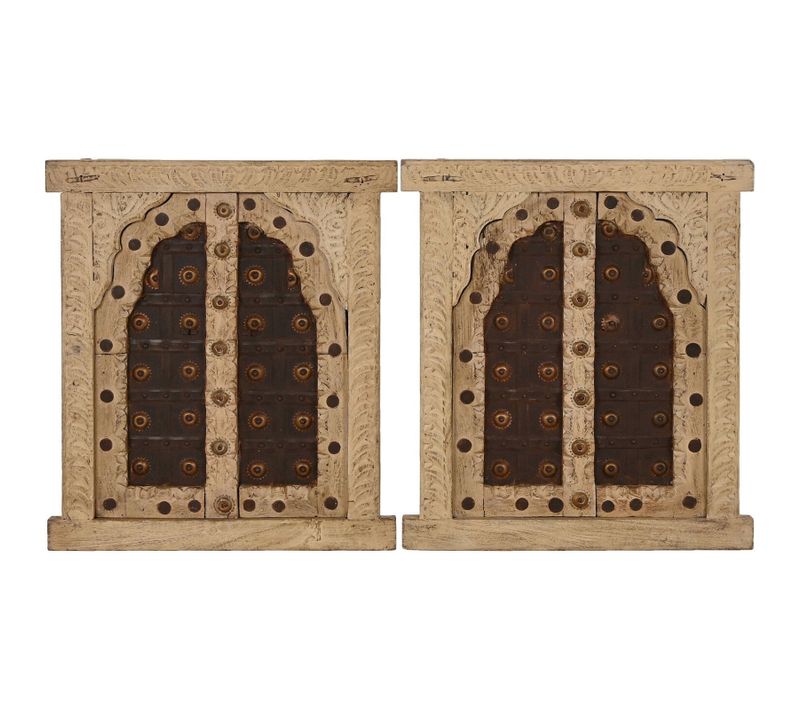 Décoration Murale Teck Fer Style Antique Beige Naturel