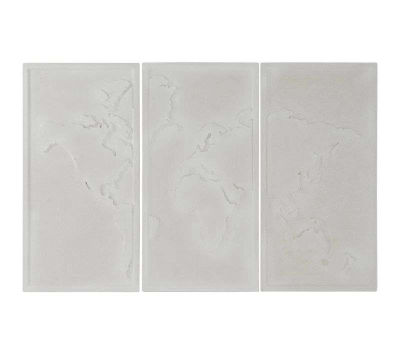 Décoration Murale Carte Du Monde En Mdf Blanc Style Moderne