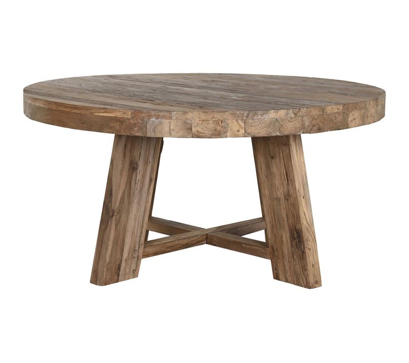Table Ronde En Teck Recyclé Style Buffet Chaleureux