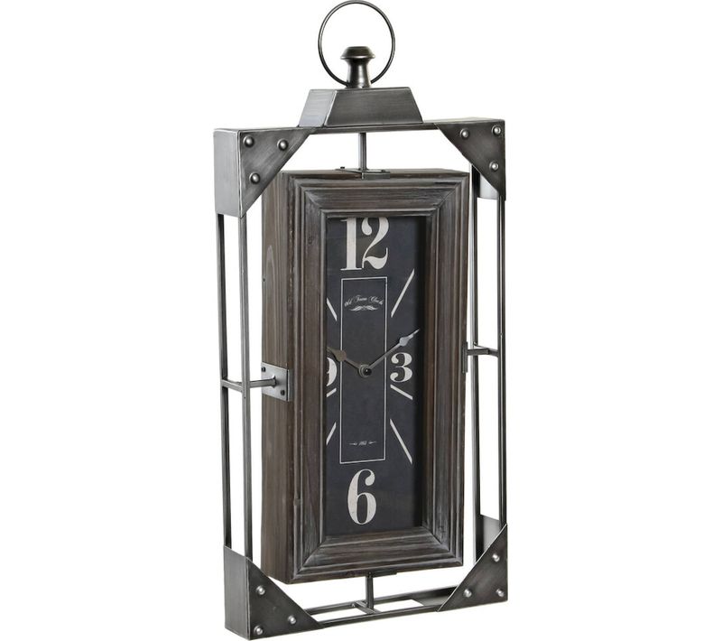 Horloge Murale Style Loft En Bois Et Métal Gris élégante
