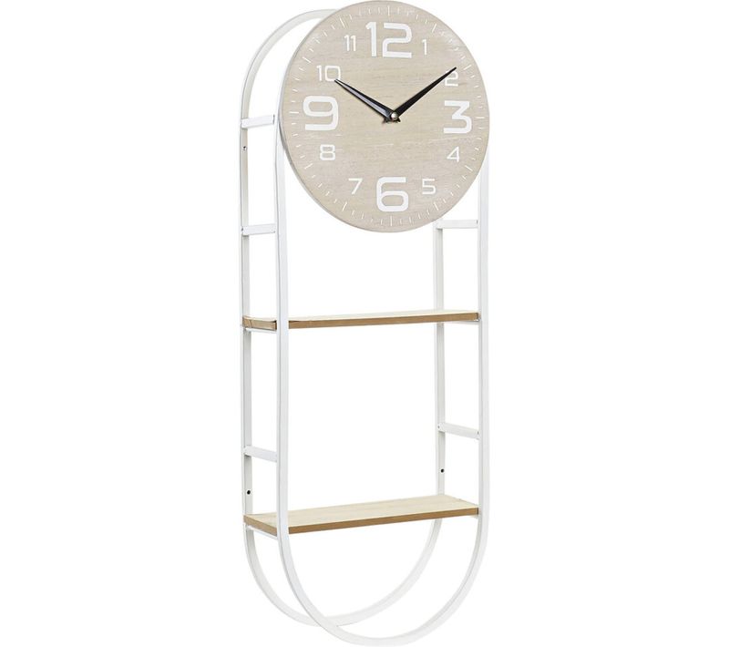 Horloge Murale Scandinave Blanche étagère Bois Et Métal