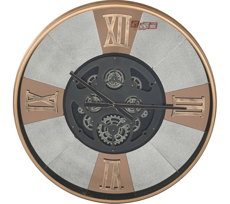 Horloge Murale Vintage Noire Dorée En Métal Et Verre Style Industriel