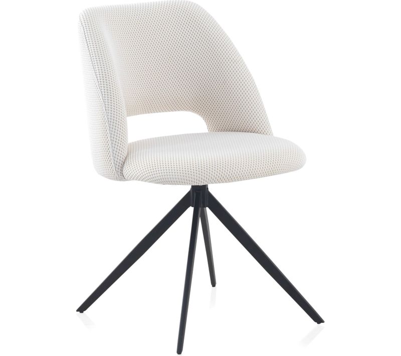 X4 Chaises Pivotante Blanche Tissu Nid D'abeille Pieds Métal Noir