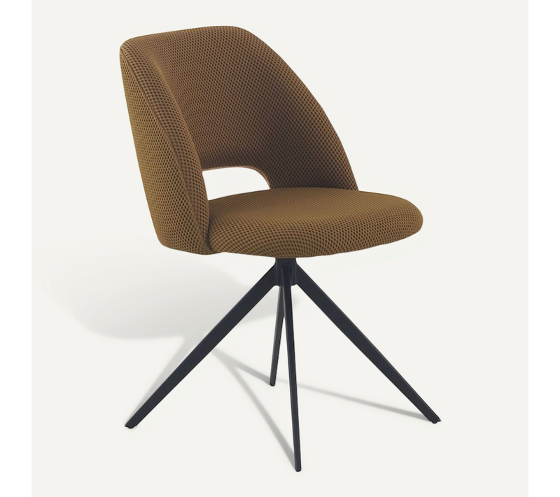 X4 Chaises Tapissée Moutarde Nid D'abeille Pivotante Pieds Noirs