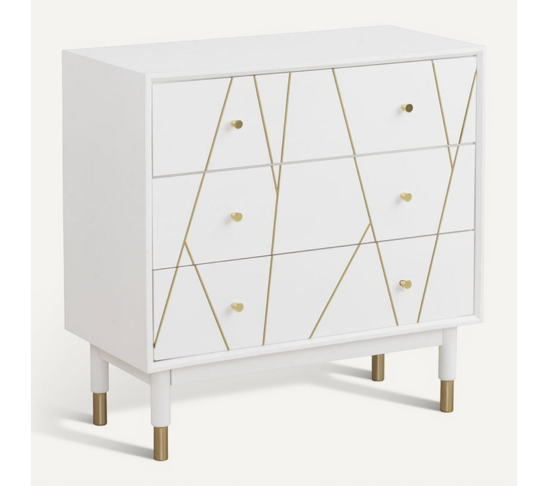 Commode Blanche Laquée Design Avec Détails Dorés élégants