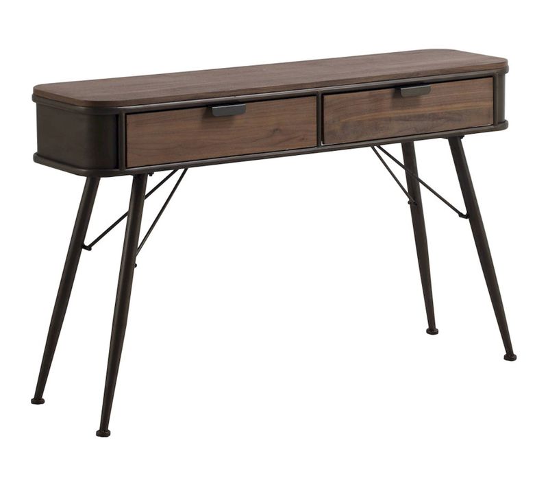 Console Métal Et Bois Esprit Industriel Avec Deux Tiroirs Élégants