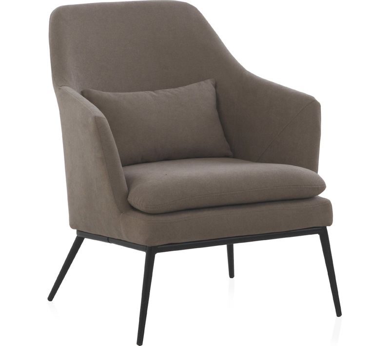 Fauteuil Tapissé Marron Avec Coussin Et Pieds Métal Élégants